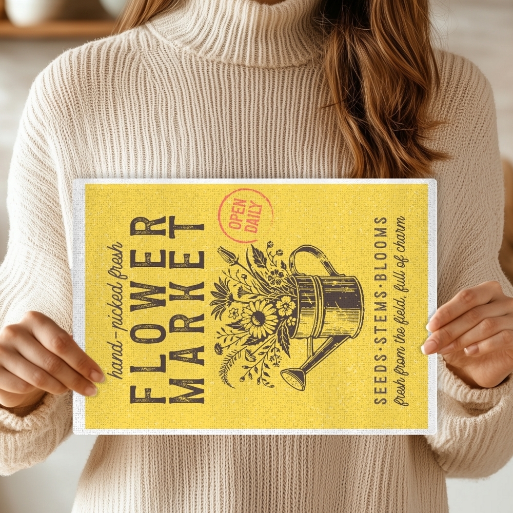 Yellow Flower Market Glass Kitchen Cutting Board - Picture 3 of 4